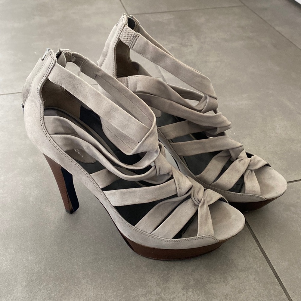 Maria Sharapova x Cole Haan strappy suede high heels